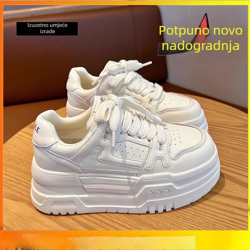 Ženske casual tenisice od prvovrste kože, kožna podstava, gumeni potplat, 3-5 cm visina pete, prednje vezanje
