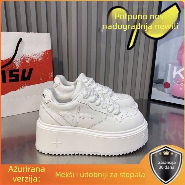 Ženske platforme tenisice s debelim potplatom, zaobljeni vrh, PU gornji dio, vezanje, gumeni potplat