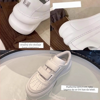 Ženske casual tenisice s debelim potplatom, visina platforme 6-8 cm, Mickey Mouse otisak, vezanje, prozračna mikrovlakna podstava