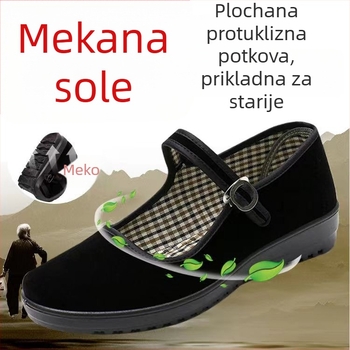 Ženske platnene radne tenisice s protukliznom đonom, kopčom na remenicu, niski klin 1–3 cm