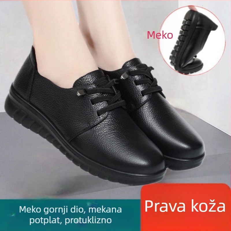 Ženske kožne cipele od teleće kože za svakodnevnu upotrebu s elastičnim remenom, EVA ulošak, MD potplat, niski potpetica 1-3 cm