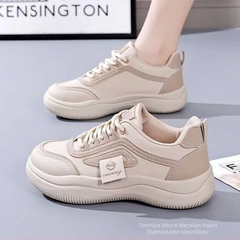 Ženske minimalističke šetne tenisice, korejskog stila, gornji dio od mikrovlaknene kože, đon PVC, niski ravni potpetica 1–3 cm, za proljeće i jesen