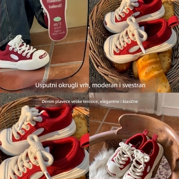 Platnene tenisice za odrasle – unisex, gumeni đon, prednje vezanje, srednja visina gornjeg dijela (3–7 cm)