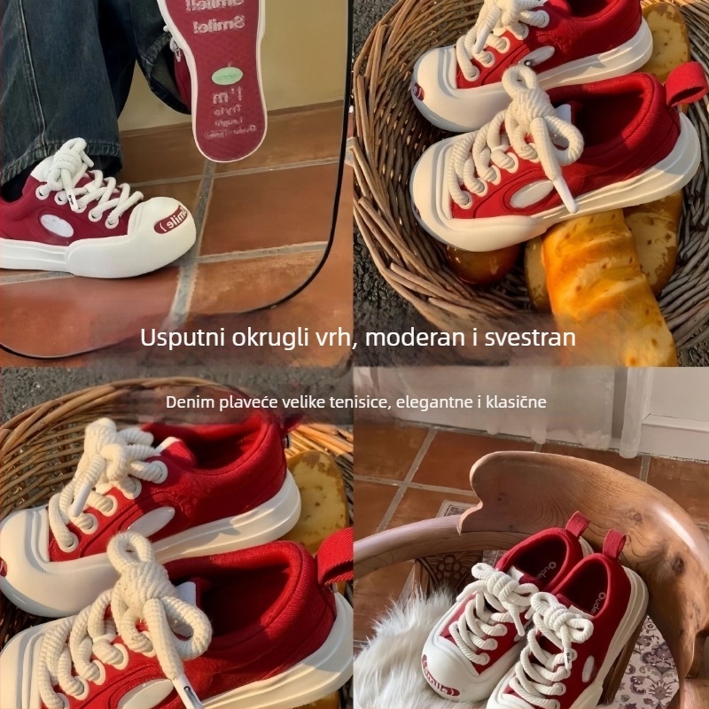 Platnene tenisice za odrasle – unisex, gumeni đon, prednje vezanje, srednja visina gornjeg dijela (3–7 cm)