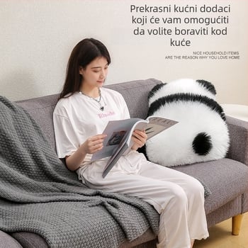 Jastuk od pliša s panda siluetom – imitacija ovčje vune, sladak dekorativni jastuk za krevet ili kauč, INS stil