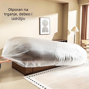 Premium zaštitna navlaka za kauč i krevet, potpuno pokrivanje s elastičnom rubom, zaštitna plastična folija za kućni namještaj