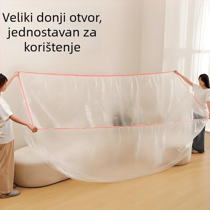 Premium zaštitna navlaka za kauč i krevet, potpuno pokrivanje s elastičnom rubom, zaštitna plastična folija za kućni namještaj
