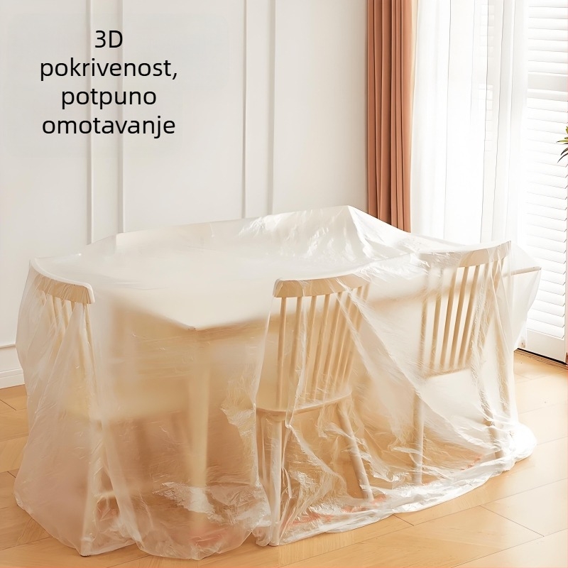 Premium zaštitna navlaka za kauč i krevet, potpuno pokrivanje s elastičnom rubom, zaštitna plastična folija za kućni namještaj