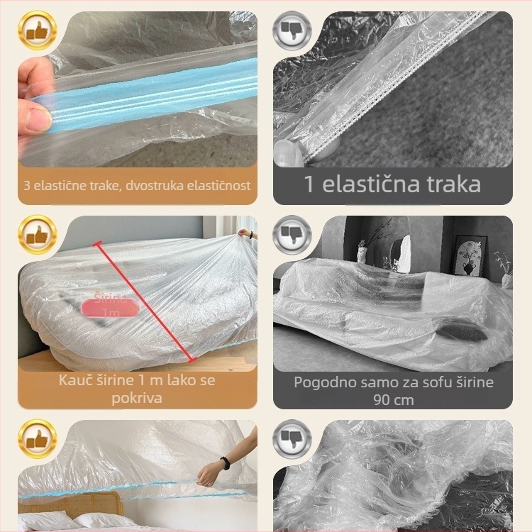 Kauč zaštitni premaz – potpuno pokrivanje, zaštita od prašine, otporan na ogrebotine mačaka, s plastičnom folijom