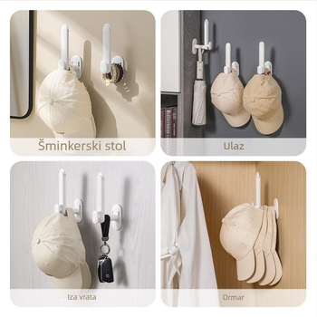 Izvlačivi L-oblik držač za pohranu, zidni bez bušenja, od plastike, maksimalna nosivost 2 kg, moderni minimalistički dizajn