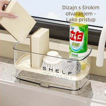Kuhinjski zidni držač za spužve – ABS plast, odvodni stalak, višenamjenski organizator za sudoperu