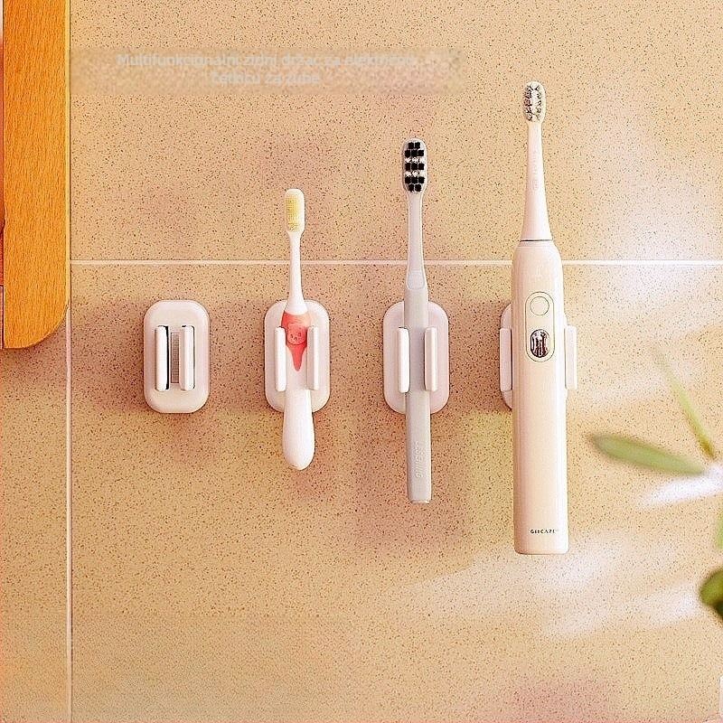 Držač četkica za zube za zid, bez bušenja, ABS + TPE uz ljepilo 3M, za električne četkice