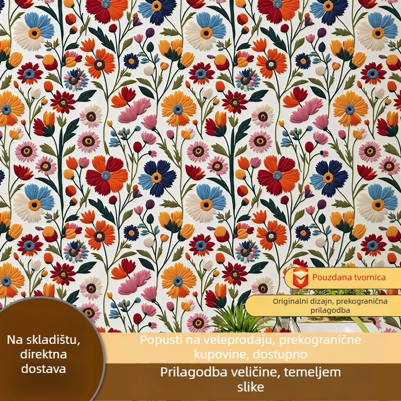 Tapete za oblaganje zidova - samoljepljiva, PVC materijal, cvjetni uzorak, stil laganog luksuza, premium razina