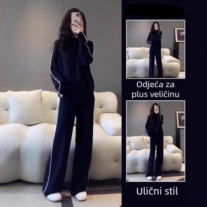 Ženski jesenski korejski stil sportski dvodijelni set, jednofarna, poliester smjesa 50–70% i 30–50%