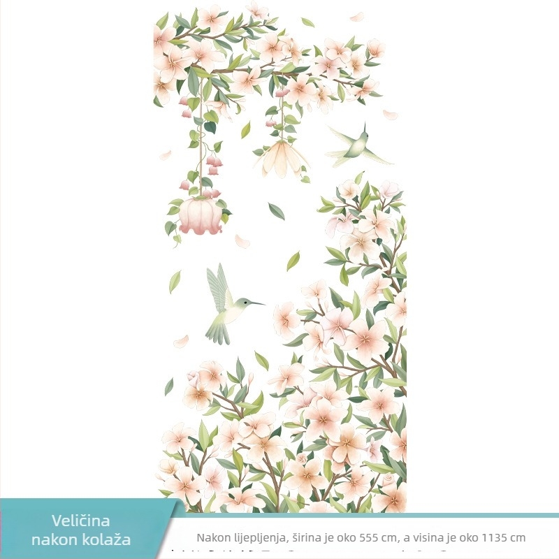 Naljepnica za zid s motivom magnolije, PVC, vodootporna, za spavaću sobu i dnevni boravak, 1 komad