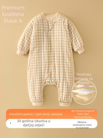 Dječji vreća za spavanje s razdvojenim nogama za zimu, prugasti uzorak, debeli pamuk, podstava od pamuka i punilo od kemijske vlakna