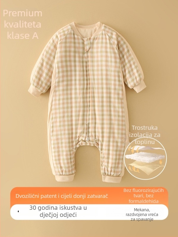 Dječji vreća za spavanje s razdvojenim nogama za zimu, prugasti uzorak, debeli pamuk, podstava od pamuka i punilo od kemijske vlakna