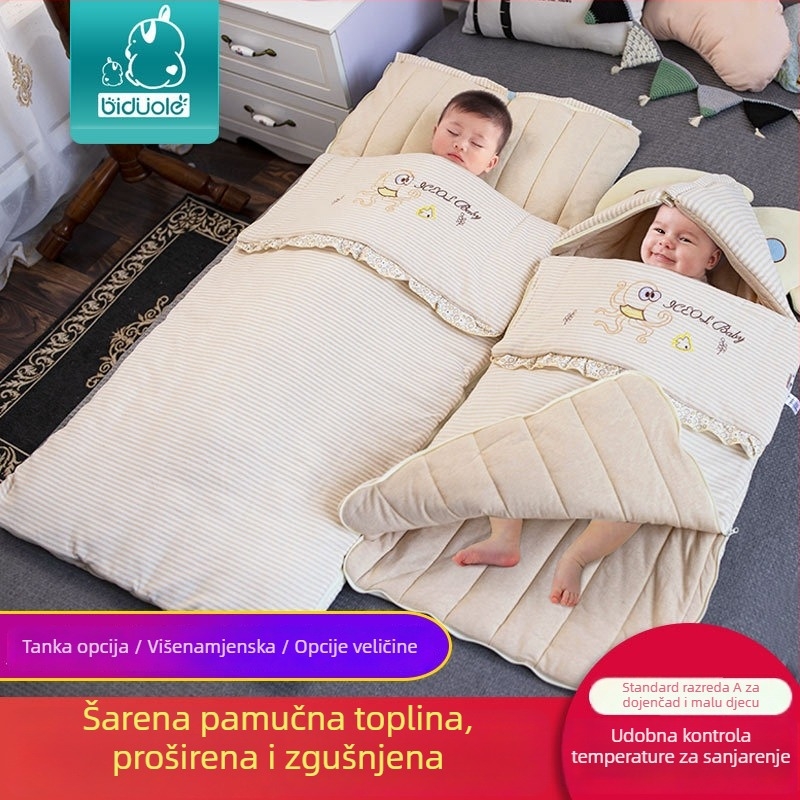 Bidole dječja vreća za spavanje, omotnog stila, pamuk materijal, poliester ispun, prugasti uzorak