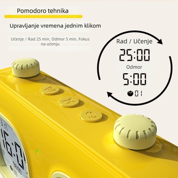 Tajmer za upravljanje vremenom s dvostrukim zaslonom – vizualni odbrojivač za učenike i djecu; LCD prikaz s pokazivačem i brojevima; napajanje baterijom; kućište ABS