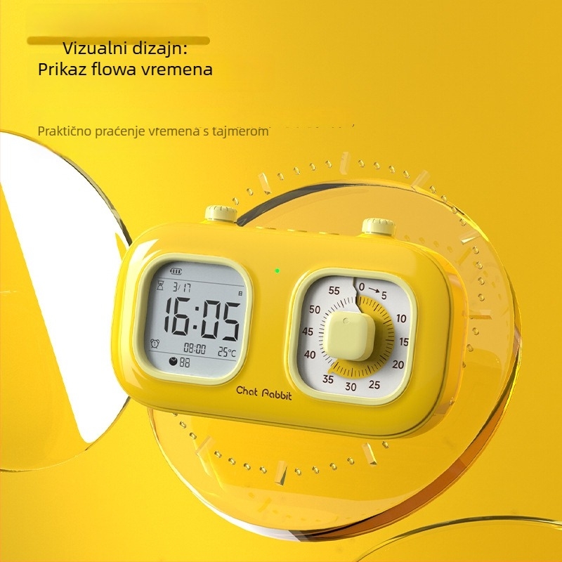 Tajmer za upravljanje vremenom s dvostrukim zaslonom – vizualni odbrojivač za učenike i djecu; LCD prikaz s pokazivačem i brojevima; napajanje baterijom; kućište ABS
