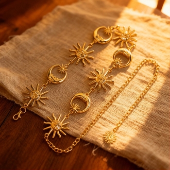 Waist chain sa motivom suncokreta, metalni, unisex, ležerni stil, prilagodljivo