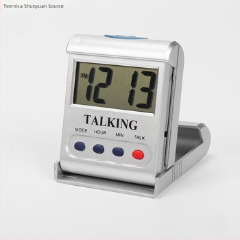 Stolni sat s glasovnim najavom vremena za starije osobe i slijepce, sat svakog sata (Jednostrani prikaz; Napajanje: Automatsko; Vrsta pogona: Drugo; Vodootpornost: Ne)