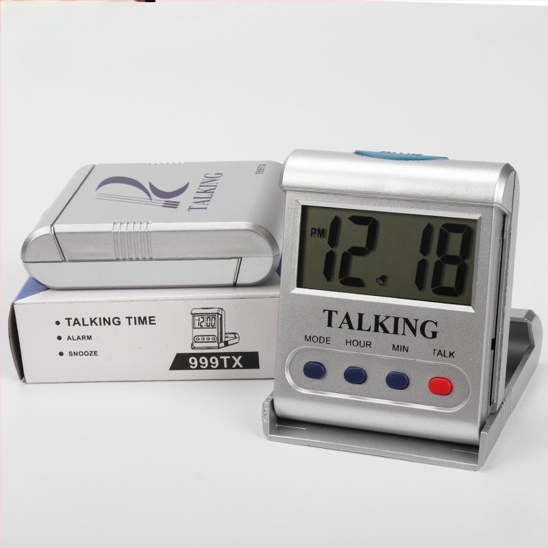 Stolni sat s glasovnim najavom vremena za starije osobe i slijepce, sat svakog sata (Jednostrani prikaz; Napajanje: Automatsko; Vrsta pogona: Drugo; Vodootpornost: Ne)