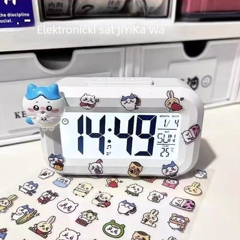 Alarmni sat s LED brojčanim zaslonom, napajan baterijom, elektronički mehanizam, jednostrana, crtani stil.