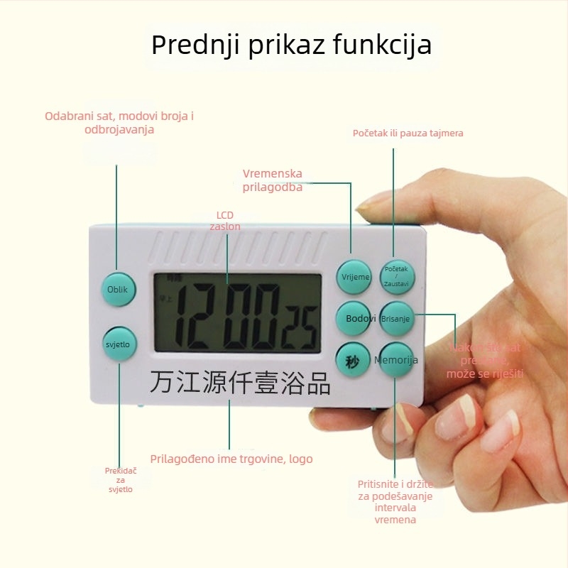 Tajmer odbrojavanja za masažu stopala s LCD zaslonom, alarmom, baterijskim napajanjem, plastično kućište