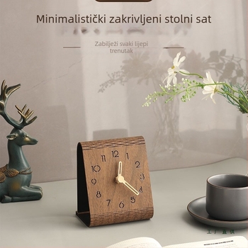 Stolni sat – tiho kretanje, drveno kućište, brojčanik od kaljenog stakla, napajanje baterijama, analogni prikaz