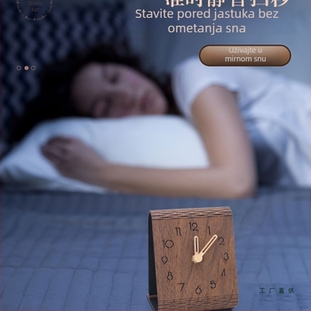 Stolni sat – tiho kretanje, drveno kućište, brojčanik od kaljenog stakla, napajanje baterijama, analogni prikaz