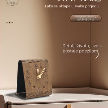 Stolni sat – tiho kretanje, drveno kućište, brojčanik od kaljenog stakla, napajanje baterijama, analogni prikaz