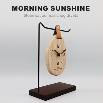 Ak-g01s stolni sat od masivnog drveta, ovalni oblik, mehanizam glatkog kretanja sekunde, baterijsko napajanje, mogućnost ispisa logotipa