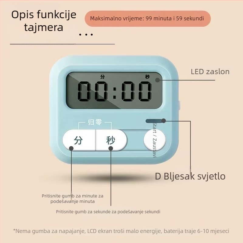 Morning light elektronički štoperica za odbrojavanje s digitalnim LED zaslonom, napaja baterijom, plastično kućište