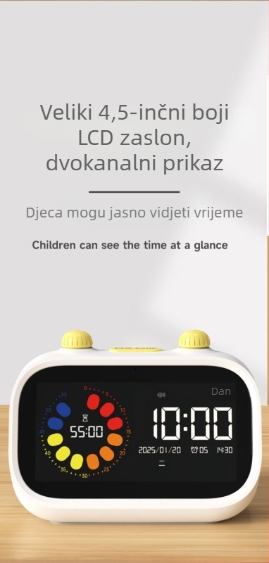 Sat za djecu — samostalni upravitelj vremena s odbrojavanjem, punjivi, cifernik od kaljenog stakla, analogni prikaz, pogon Little Busy Rabbit