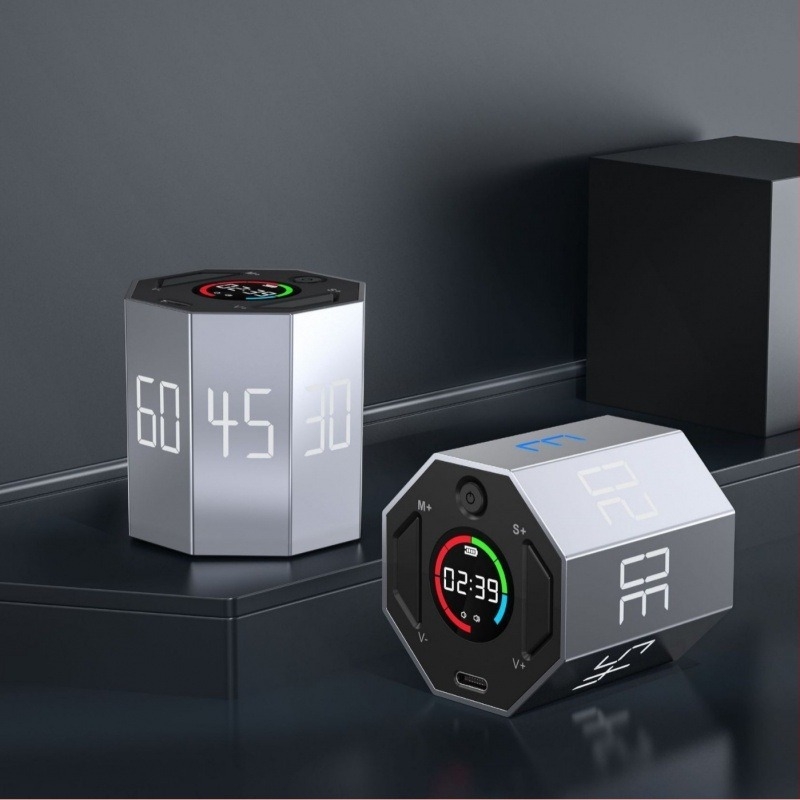 Kuhinjski mjerač vremena s metalnim kućištem, osmerokutni dizajn i podsjetnik na samodisciplinu za djecu