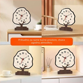 Stolni sat - jednostrana, tih kvarc, napajanje baterijom, brojčanik od smole, jednostavan i moderan dizajn, dekorativno stablo novca