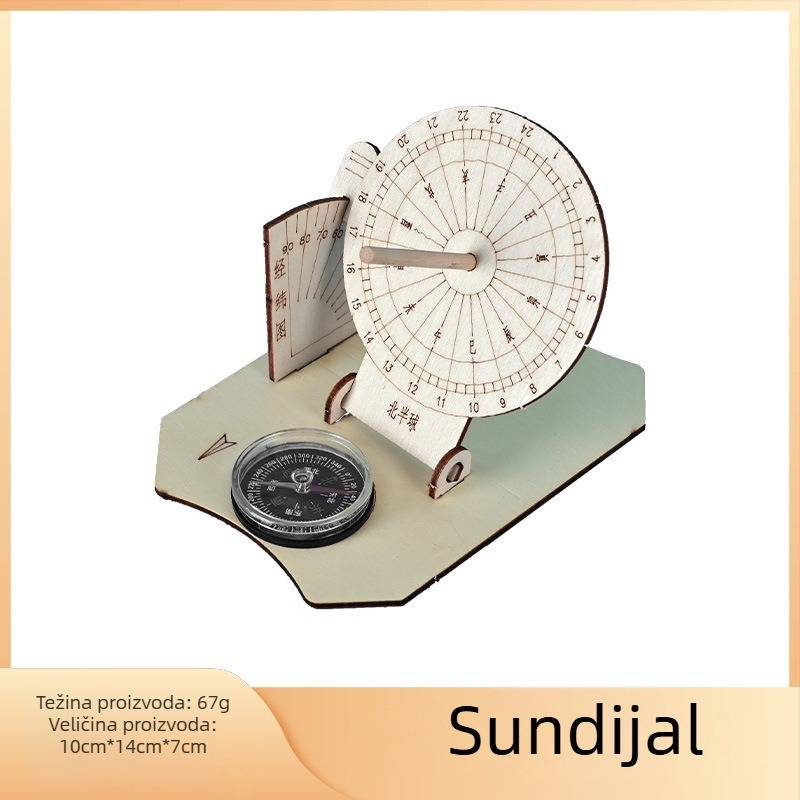 Drveni model sunčanog sata, DIY znanstvena igračka za uzrast 7–14 godina, marka Zhe chan, OEM logo