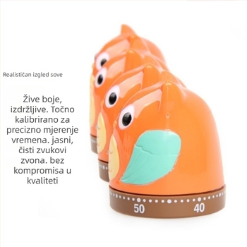 Mehanički kuhinjski timer s alarmom za učenje – odbrojavanje, mehanički pogon, pokazivački zaslon, plastično kućište, ručno navijanje