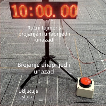 Ručni odbrojivač vremena s pritisknim tipkom i LED velikim zaslonom; mehanički pogon; kućište od ABS-a; okrugli dizajn