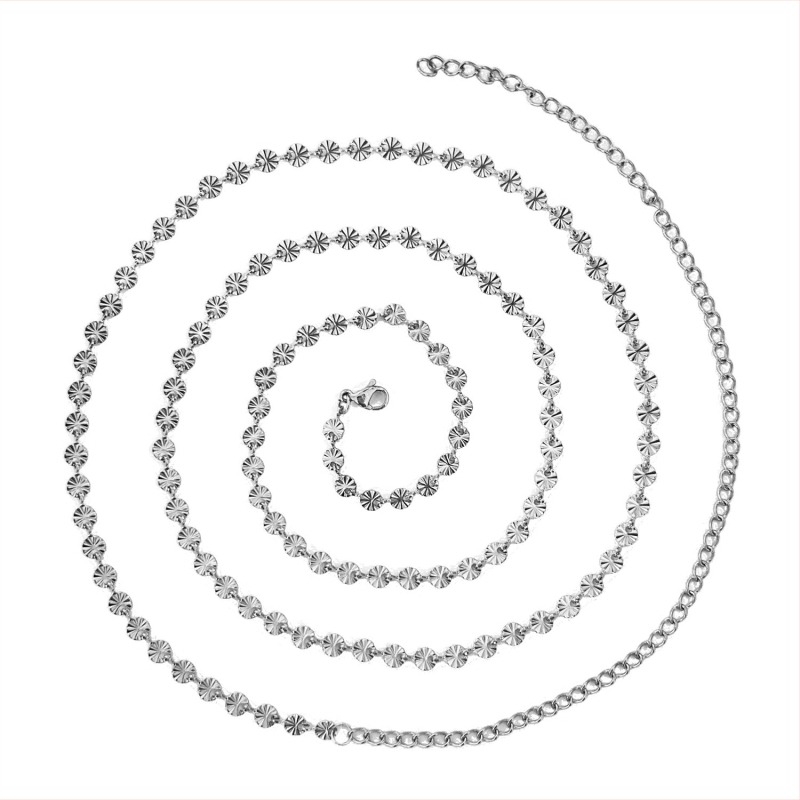 Nerđajući čelični kaiš za struk, dvostruki krug, duljina 60–80 cm, širina 0,4 cm, casual ljetni komad nakita.