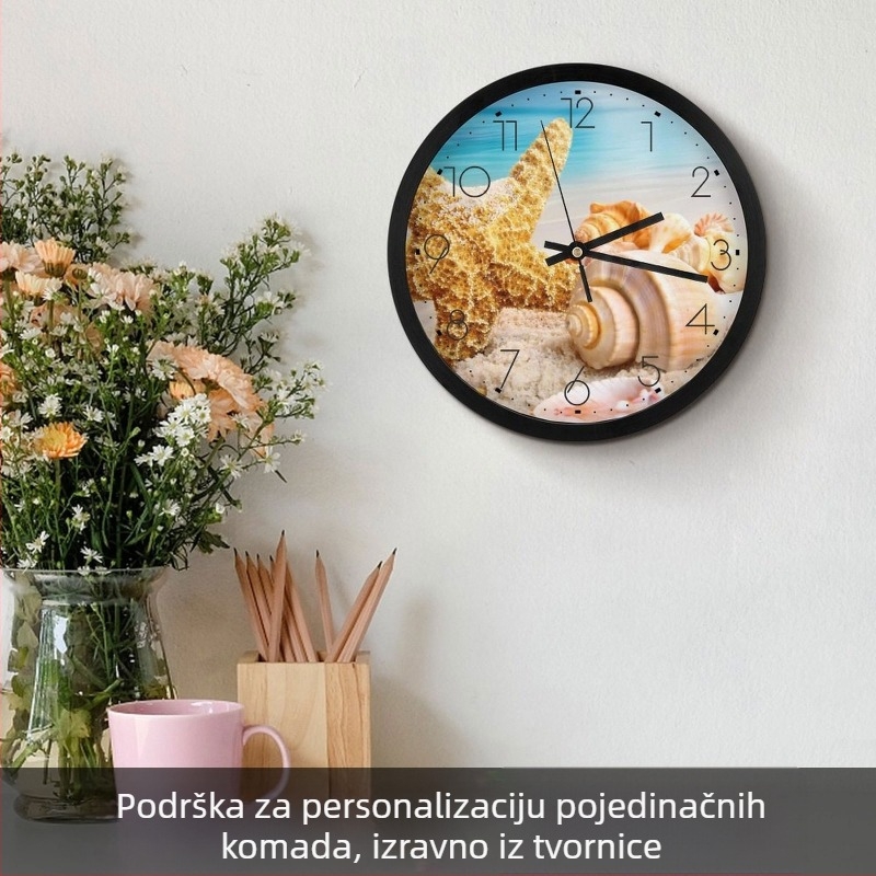 Zidni sat – kružnog oblika, jednostavan stil, tiho kvarcno kretanje, analogni prikaz s brojkama, napajanje baterijom