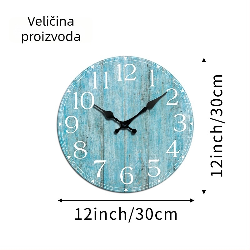 Zidni sat CQ-2035 | Quartz mehanizam Seiko | Drveni brojčanik | Napajanje na bateriju | Okruglog oblika, jednostavan dizajn