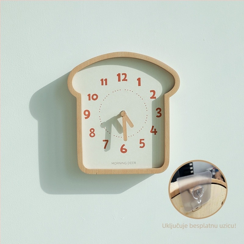 Drveni zidni sat s krovnim dizajnom, mehanički mehanizam, baterijsko napajanje, plastičan brojčanik; pogodan za dnevni boravak, spavaću sobu i ured.
