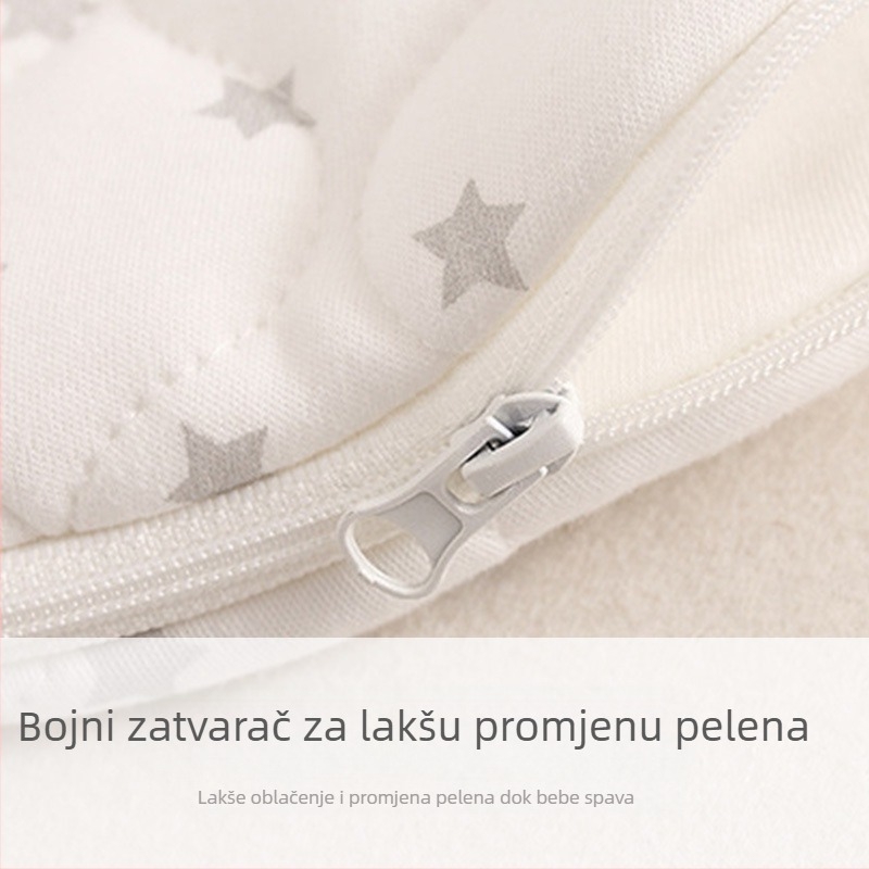 Dječji spavaći vreć u obliku kokona, pamuk materijal, podstava čista pamuka (95%+), punjenje poliester-pamuk, metalni zatvarač, za novorođenčad 0–1 godina