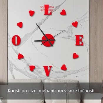 Moderne kvadratne zidne satovi, model B0255, analogni kvarcni mehanizam, akrilni brojčanik, jednostrani, svjetleći