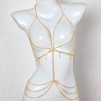 Tijelo lanac s rhinestone mozaikom, bijelim kristalima, elektroplating završna obrada, ženski stil