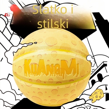 Crazy Fan Cheese košarkaška lopta – Službeno, za unutarnje i vanjske terene, Veličine 5 za djecu i 7 za odrasle, Mek dodir