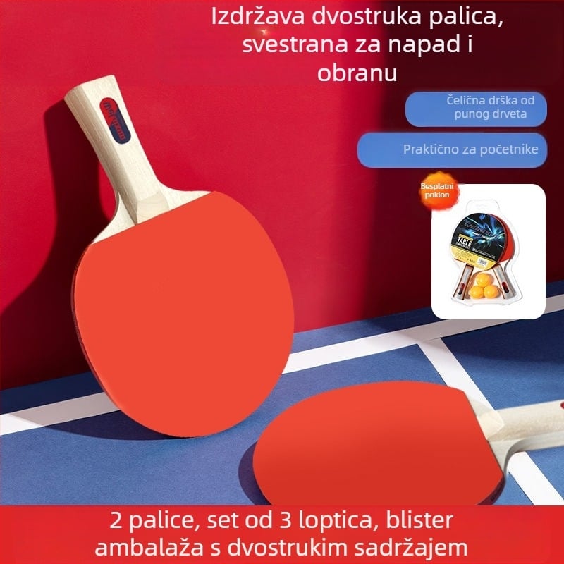 Raketa za stolni tenis Venezon s horizontalnom drškom, poplar ploča, guma s reverznim ljepilom, prilagodljiv logo