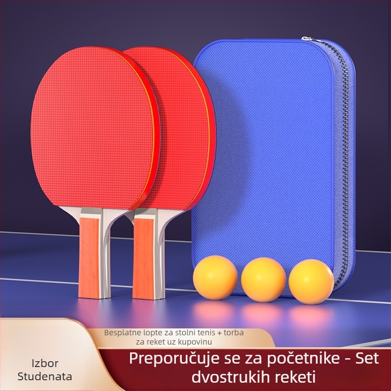 Delhui set raketa za stolni tenis za početnike — direktan udarac, Penhold i Shakehand zahvat, daska od topole, gume s pozitivnim ljepilom